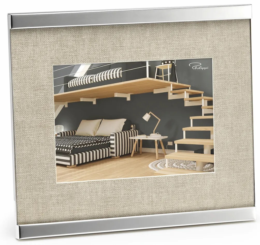 Ramă foto Home, 13 x 18cm, nichel, material textil - Philippi