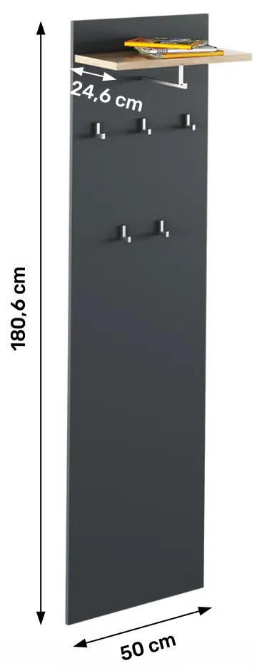 Panou cuier Hamila NEW TYP 19 (grafit + stejar artisan). 1028780
