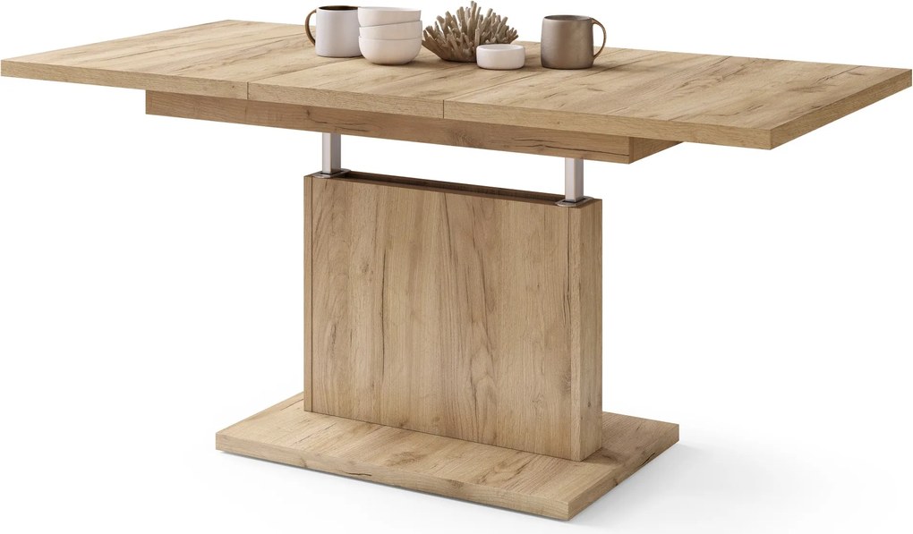 Mazzoni ASTON MINI Stejar Craft Auriu - MĂSUȚĂ DE CAFEA MODERNĂ EXTENSIBILĂ REGLABILĂ PE ÎNĂLȚIME MASĂ TRANSFORMABILĂ