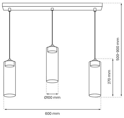 Lustră pe cablu CLARISSA 3xGX53/12W/230V neagră