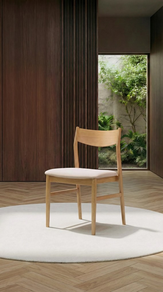 MAZZONI EXPORT CAMELIA Bej Deschis/cadru Stejar Natural - SCAUN DIN LEMN TAPIȚAT PENTRU LIVING SUFRAGERIE BUCĂTĂRIE MODERN CLASSIC