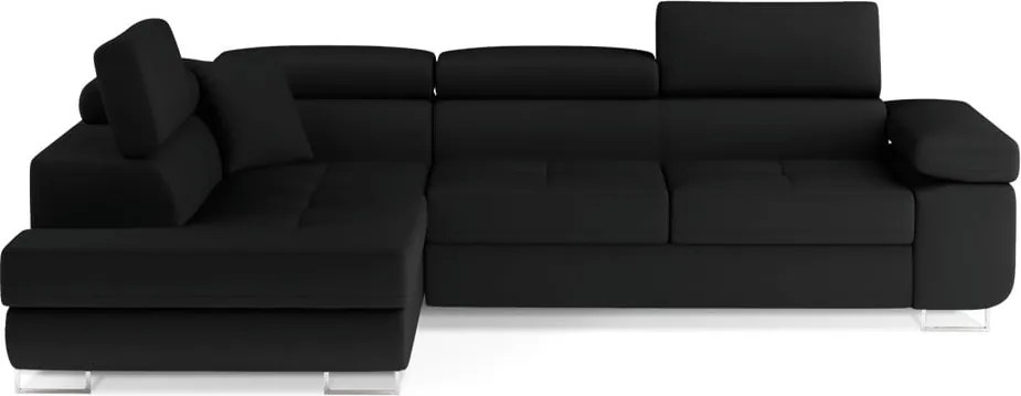 Colțar negru extensibil/cu spațiu de depozitare (cu colț pe partea stângă/în formă de ”L”) Anton – ELTAP