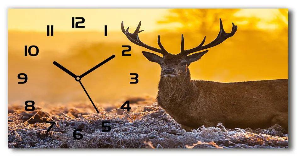 Ceas de perete orizontal din sticlă Sunrise Deer