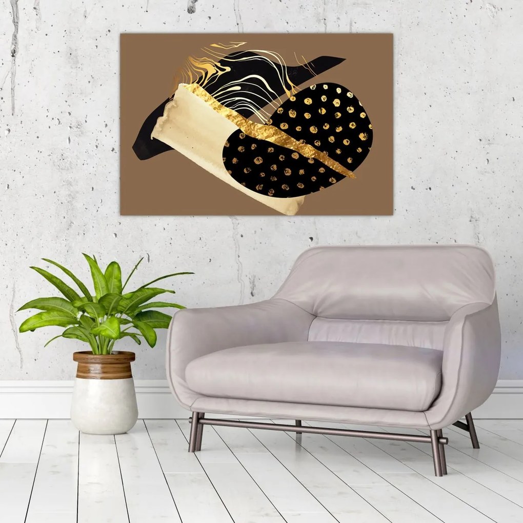 Tablou - Abstracție maro auriu N⁰1 (90x60 cm)