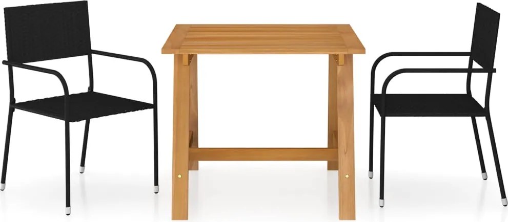 vidaXL Set de masă pentru grădină, 3 piese, negru
