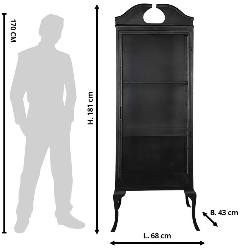 Vitrina neagra, din metal si sticla, Noirette