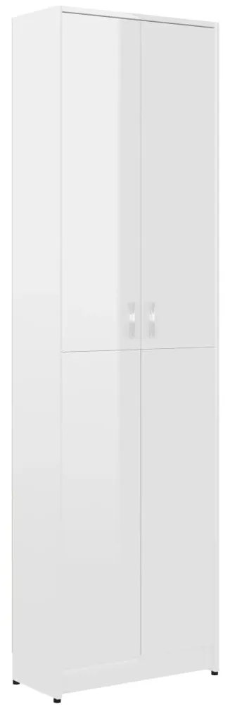 Șifonier de hol, alb extralucios, 55 x 25 x 189 cm, pal