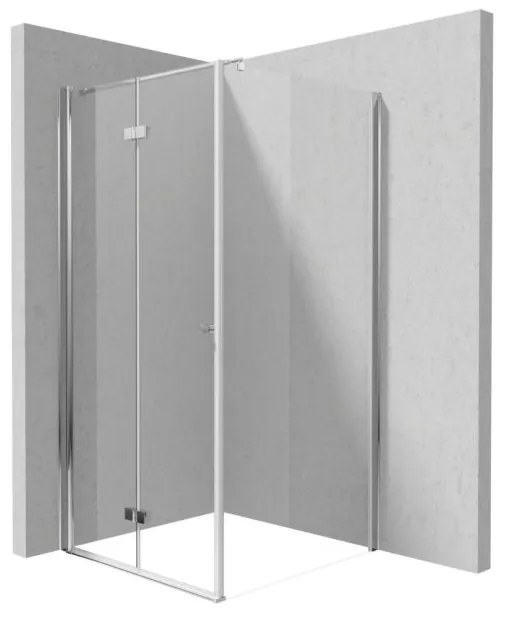 Cabina dus 100x80 cm crom cu perete fix si usa batanta Deante Kerria Plus