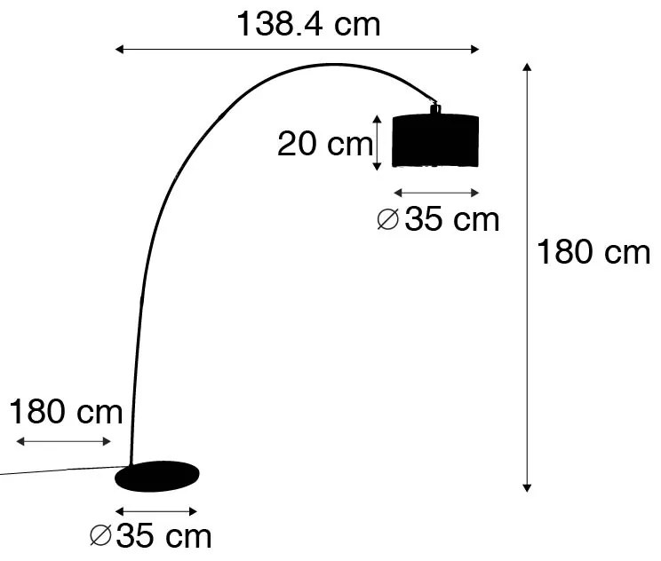 Lampă de podea arcuită modernă inteligentă neagră inclusiv A60 Wifi - Vinossa