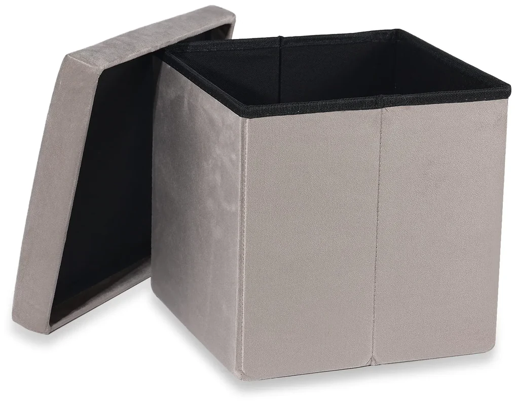 Taburet pliabil bej CUBEXO VELVET M | BIANO