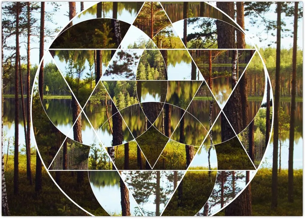 Tablou - Colaj geometric pe fundalul pădurilor nordice (70x50 cm)