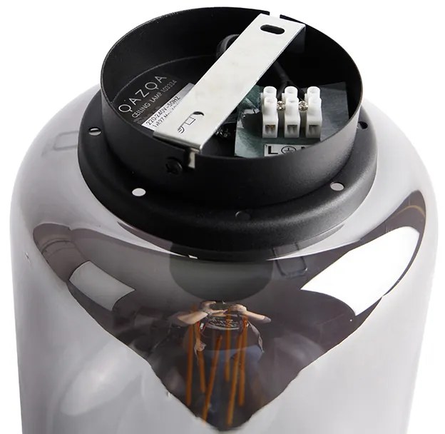 Plafonieră de design neagră cu sticlă fumurie - Bliss