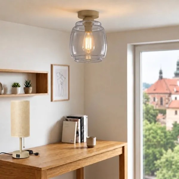 BRILAGI - Plafonieră LED R GLASS 1xE27/60W/230V Ø 26 cm bej/gri fumuriu