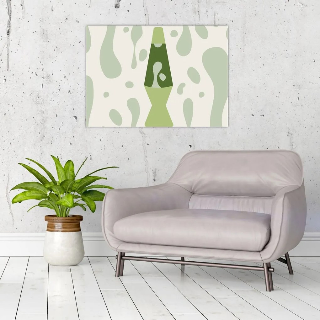 Tablou pe sticlă - Hippies, lampa de lavă (70x50 cm)