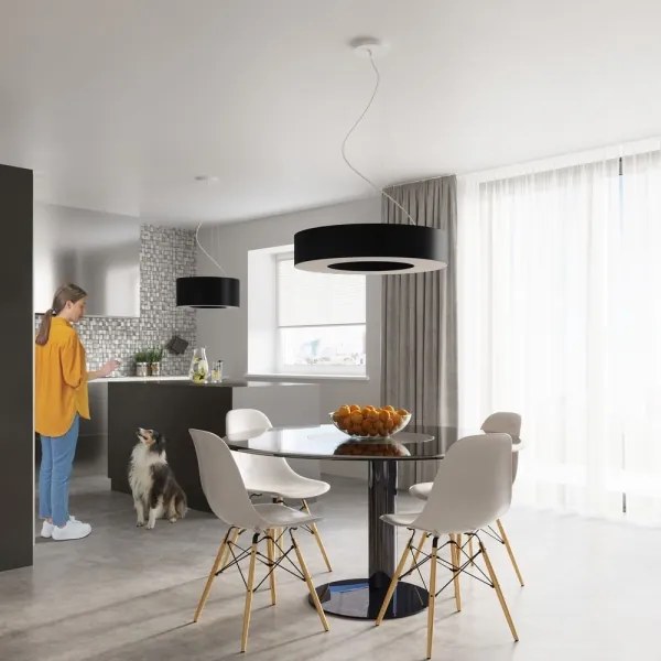 Lustră pe cablu SATURNO SLIM 8xE27/60W/230V d. 90 cm neagră Sollux SL.0798