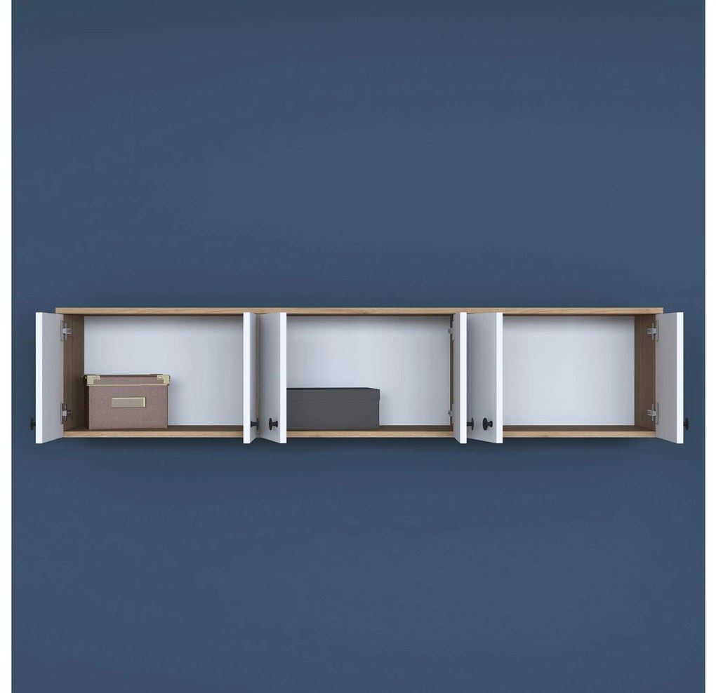 Dulap de perete Eladona 3 (Nuc + alb + negru). Promo -16%. 1107360