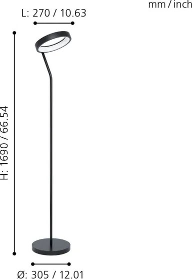 Eglo 32327 - Lampă de podea LED RGBW dimabilă MARGHERA-C LED/15,5W/230V, negru