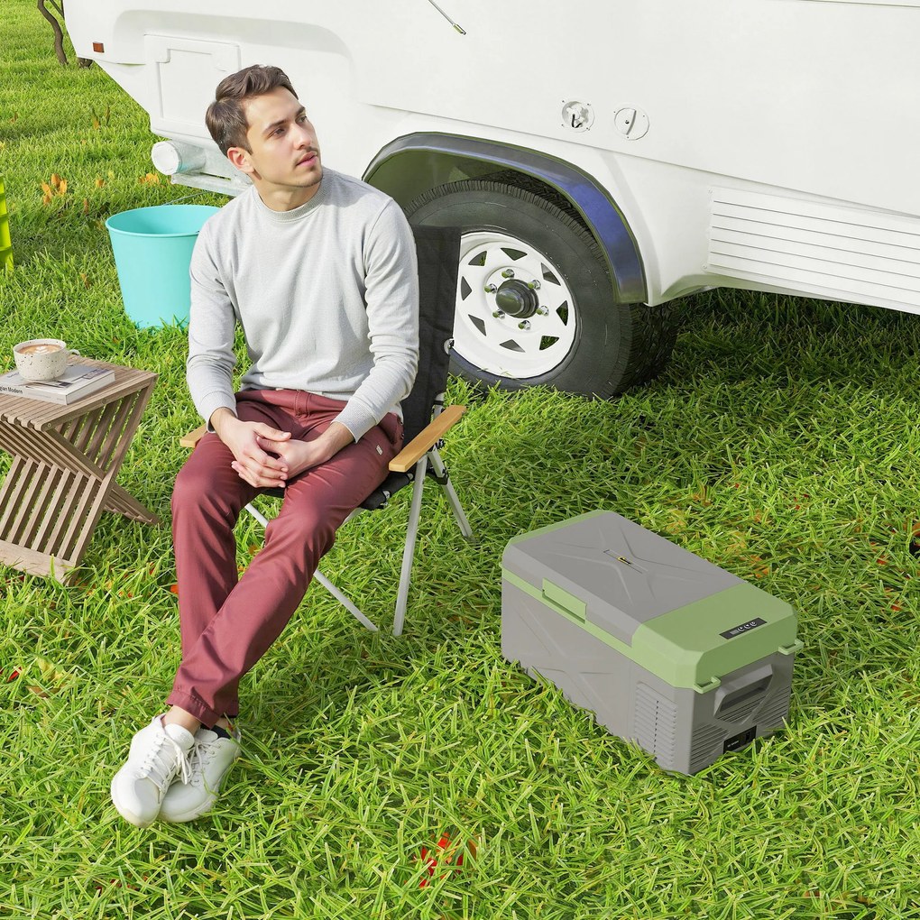 Outsunny Cutie frigorifică electrică portabilă 16,3L, frigider de mașină portabil congelator și frigider 12/24V gri | Aosom Romania