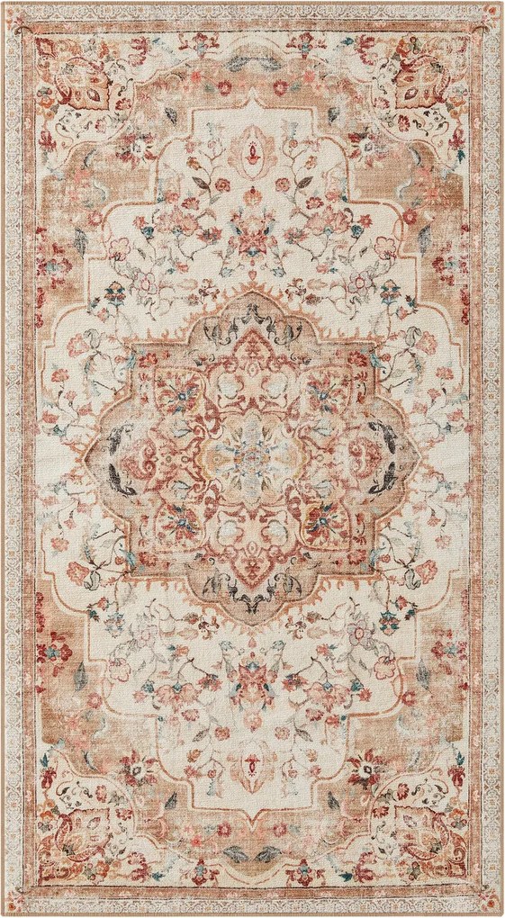 Covor antiderapant Songmics Vintage, 80x150 cm, lavabil la masina, poliester, cappuccino