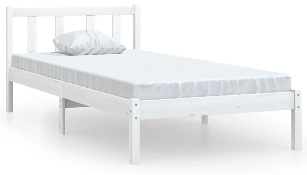 810073 vidaXL Cadru de pat, alb, 100x200 cm, lemn masiv de pin