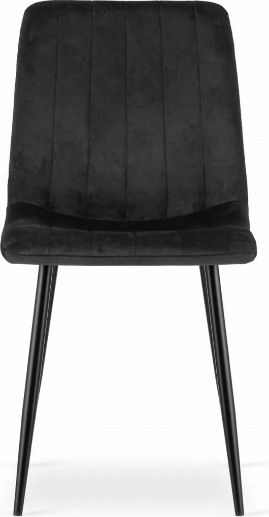 OFERTA Scaun de catifea neagra LAVA cu picioare negre calitatea a II-a