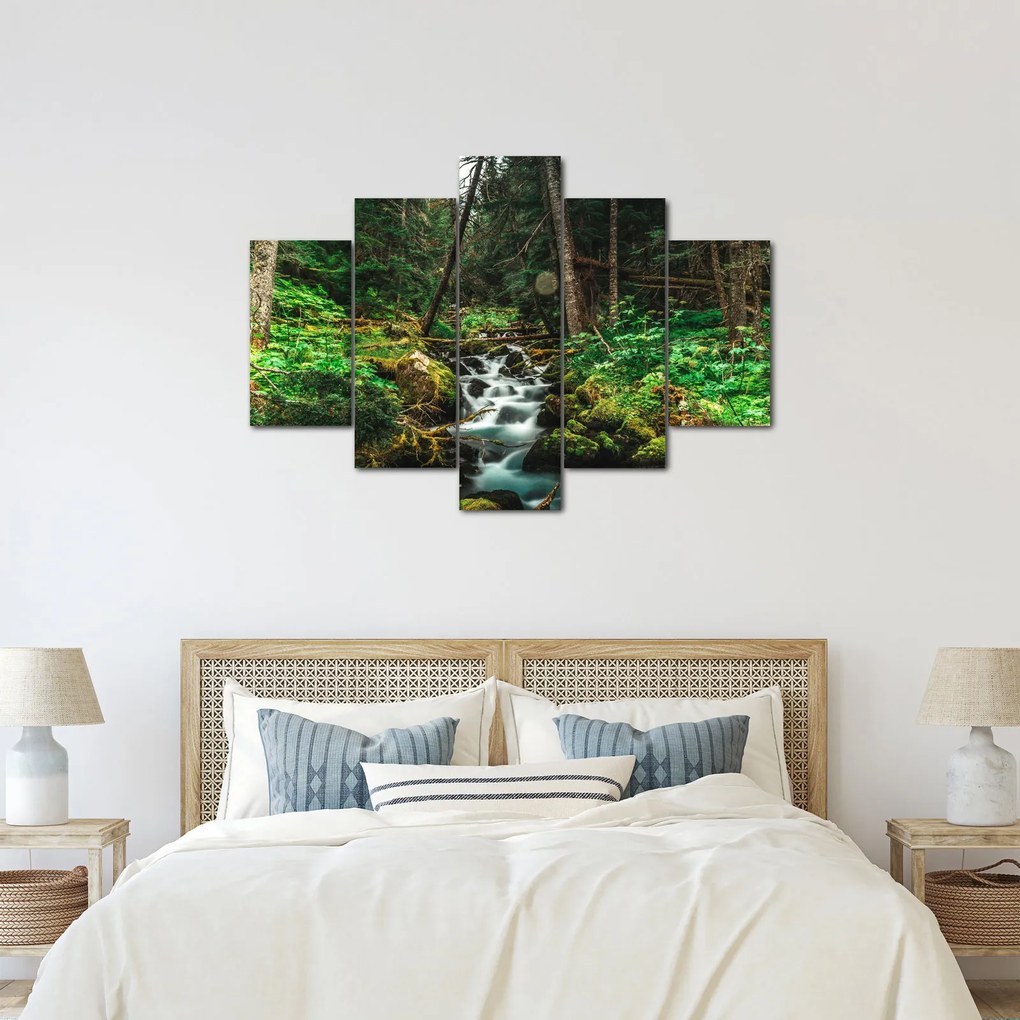 Tablou cu pârău în pădure (150x105 cm)