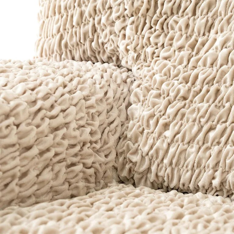 Huse bielastice VELVET bej fotoliu triplu (l. 170 - 220 cm)