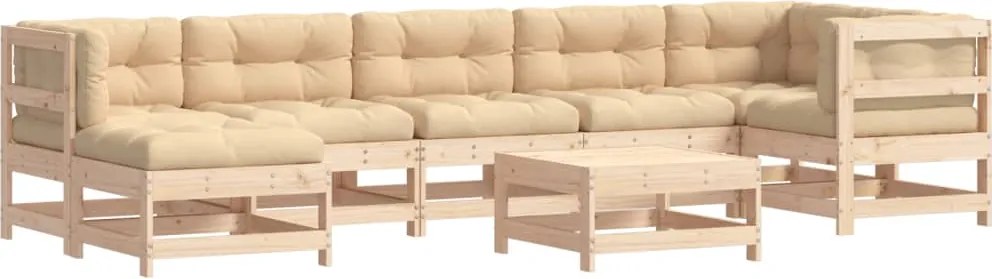 vidaXL Set mobilier de grădină cu perne, 8 piese, lemn masiv
