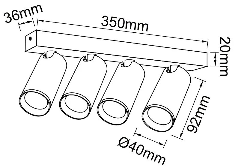 Plafoniera cu 4 spoturi GU10 directionabile NAZARE negru