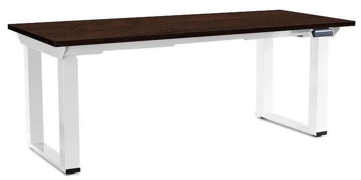 Masă înălțime reglabilă OfficeTech Strong 180 x 80 cm, picioare albe, wenge