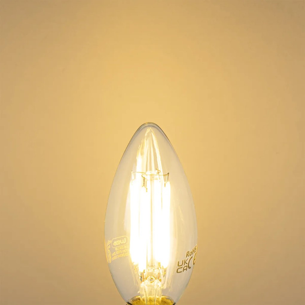 Set de 5 becuri LED E14 B35 transparente 2.2W 470lm 2700K