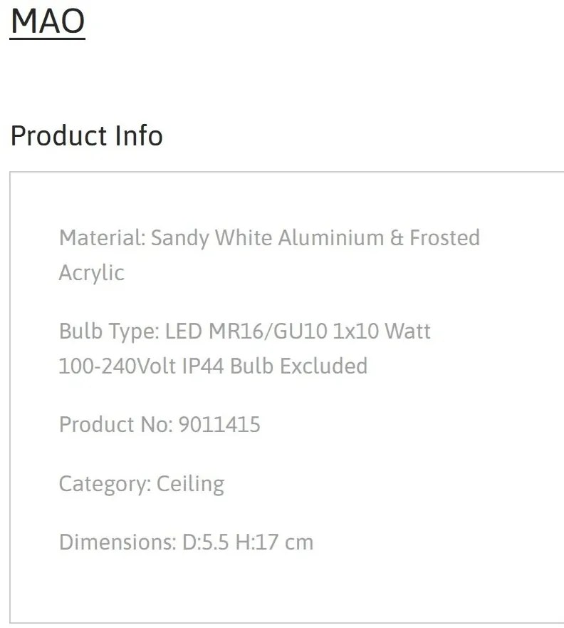 Spot aplicat directionabil protectie IP44, MAO, NVL-9011415