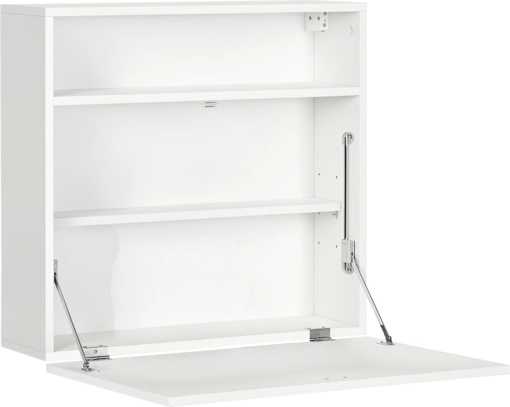 HOMCOM Birou suspendat birou de perete cu tavă pliabilă și 3 compartimente - 64 x 20 x 60 cm - alb | Aosom Romania