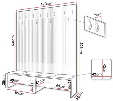 Mobilier hol Esmaldos V (Stejar artisan + Negru + Gri) . 1104712