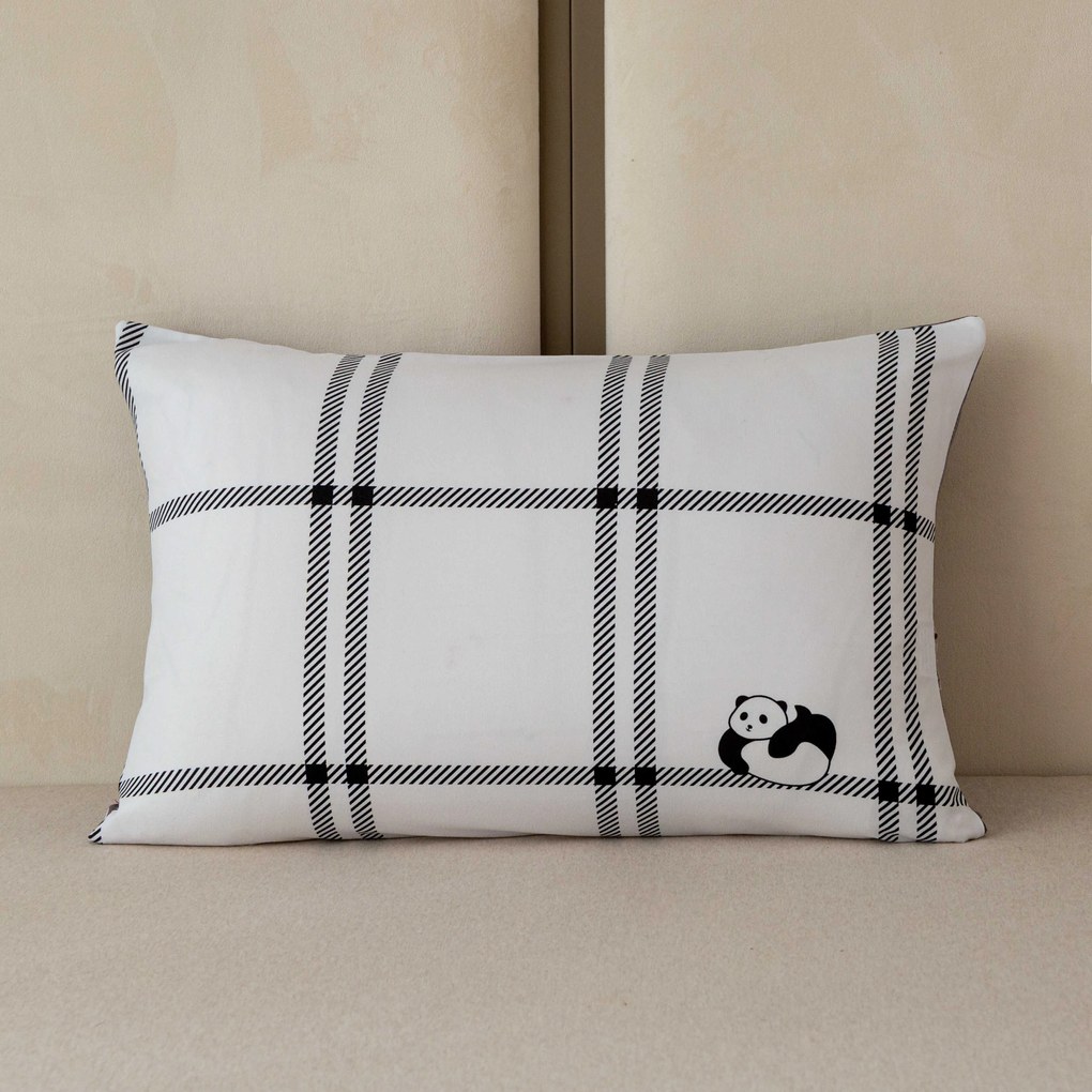 Fata de perna din flanel CUTE PANDA 50x70 cm, alb