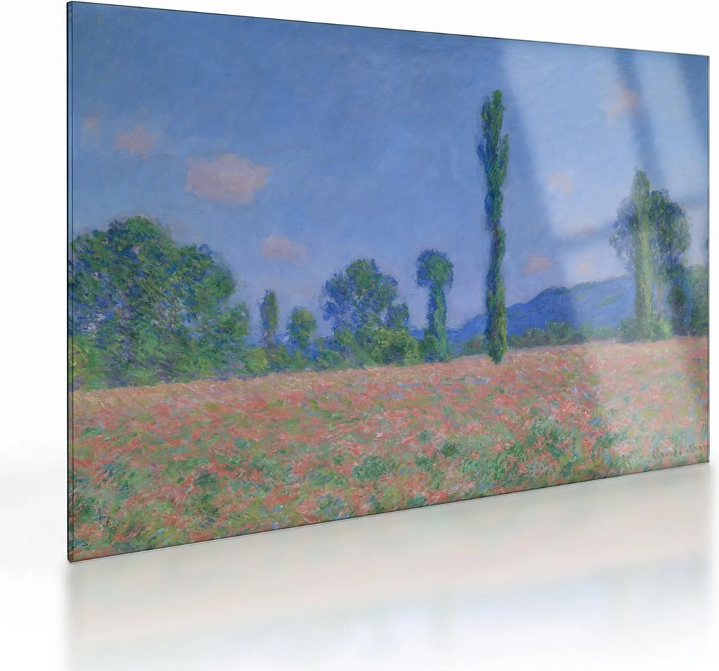 Tablou pe sticlă - Claude Monet, Poppy Field (Giverny), reproducere (70x50 cm)
