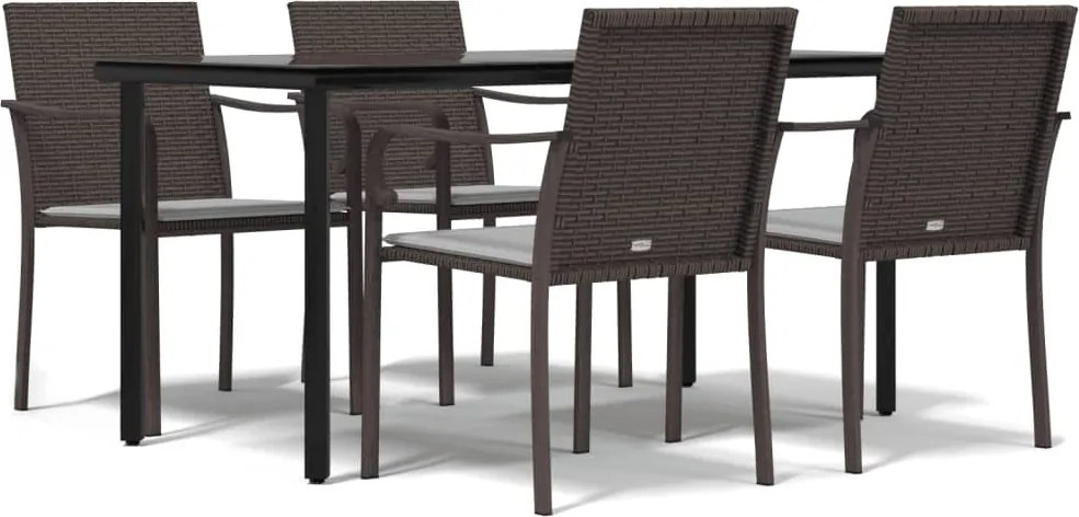 vidaXL Set mobilier de grădină cu perne, 5 piese, poliratan și oțel