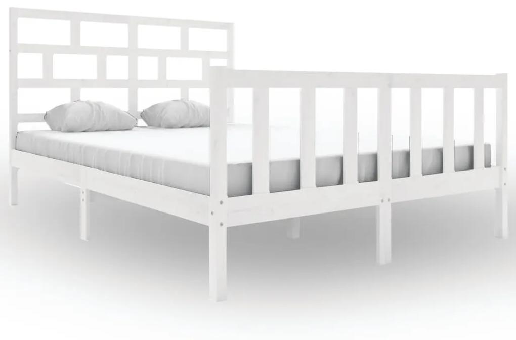 3101359 vidaXL Cadru de pat, alb, 160x200 cm, lemn masiv de pin