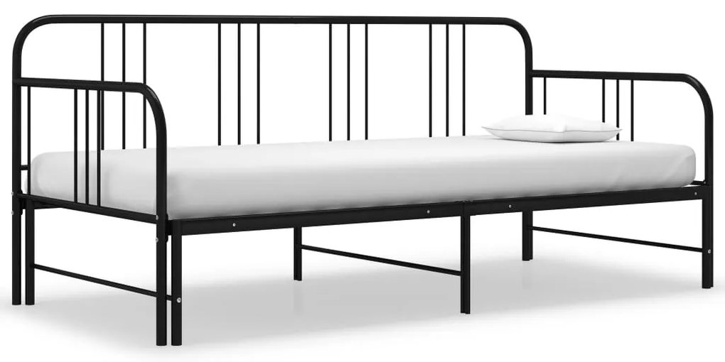 vidaXL Cadru pat canapea extensibilă, negru, 90 x 200 cm, metal