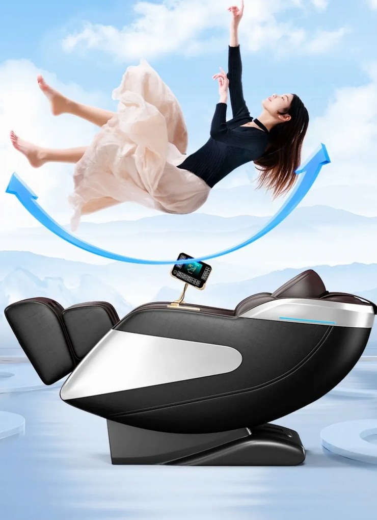 Fotoliu de masaj LUCIUS, cu Incalzire, Bluetooth, Display, Ecran tactil, Controler rapid cotiera, dispozitiv incarcare USB, Zero Gravity, 2 Boxe, Moduri Automate, Suport Picioare extensibil, Piele PU Premium, Alb