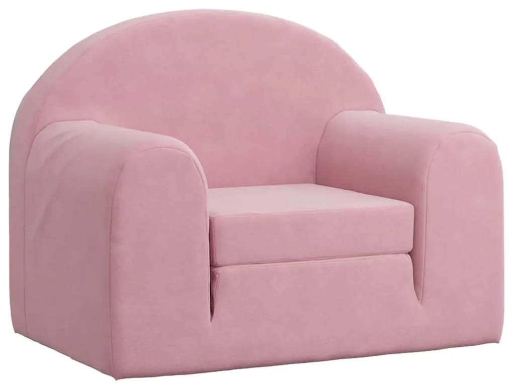 341802 vidaXL Canapea extensibilă pentru copii, roz, pluș moale