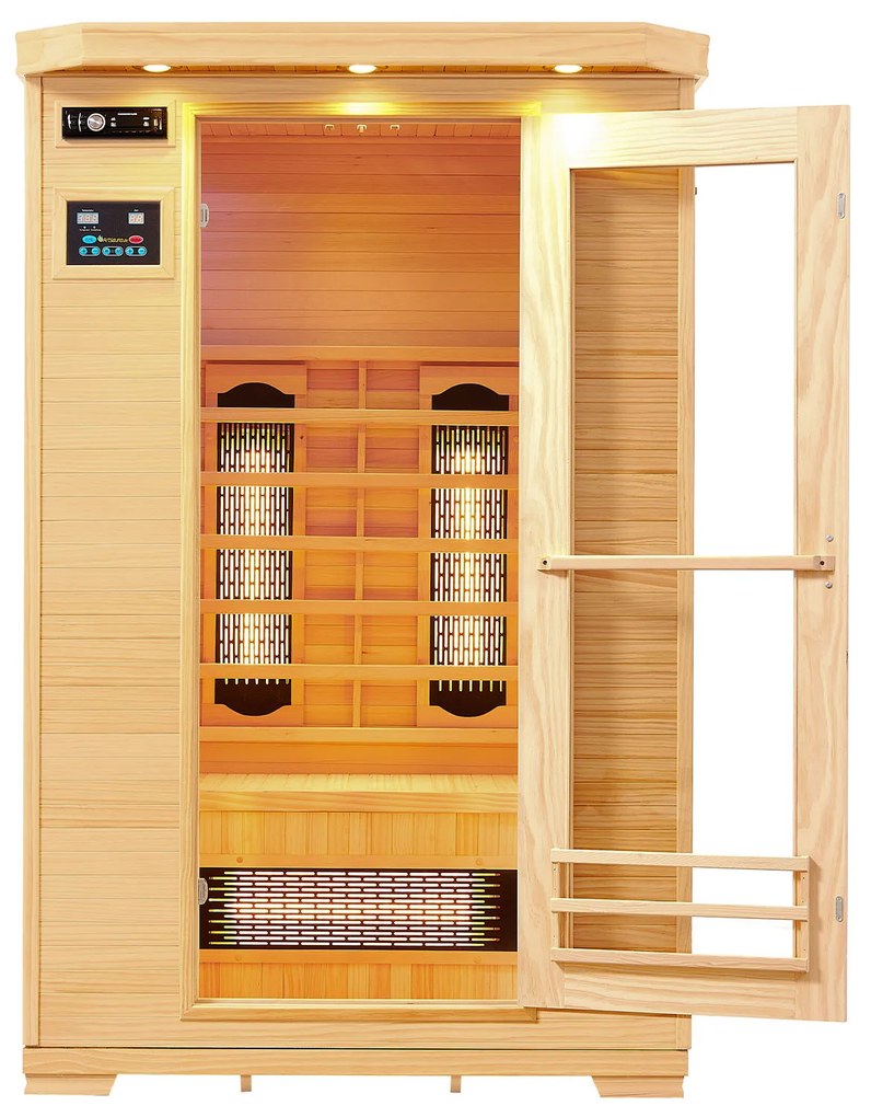 Infračervená sauna/ tepelná kabína Oslo s plnospektrálnymi žiaričmi a drevom Hemlock