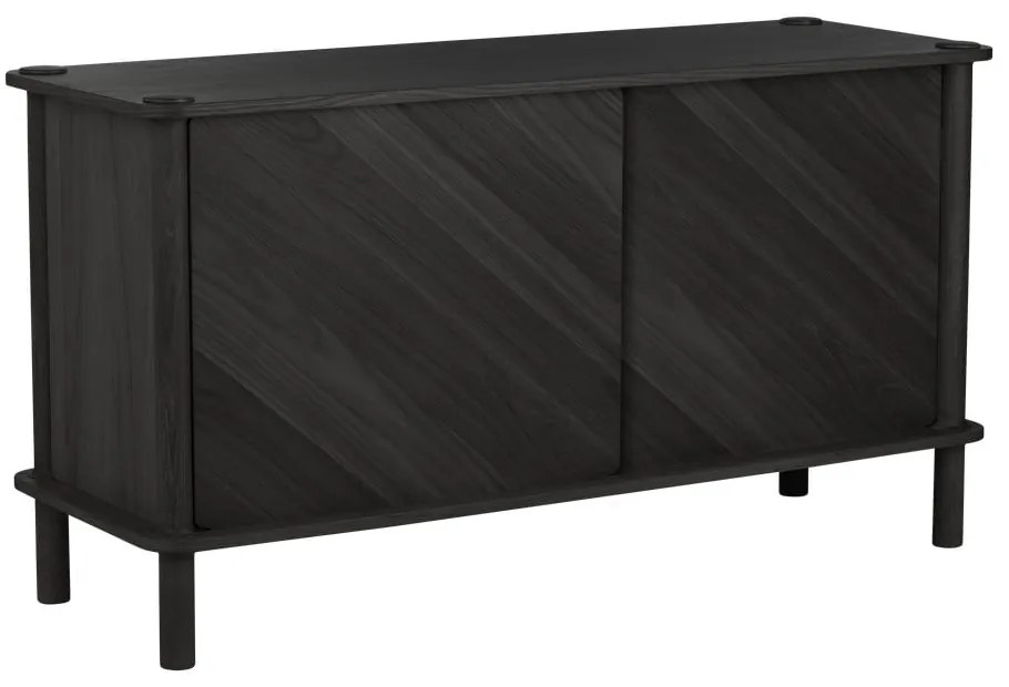Comodă neagră din lemn de stejar cu ușă glisantă 135x73,5x48 cm Italic – UMAGE