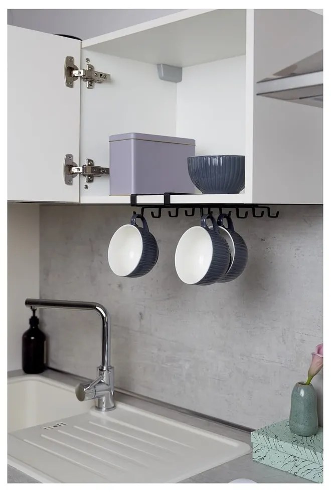 Suport 8 căni metalic pentru raft Wenko, negru