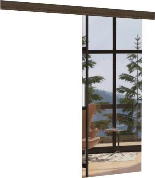 Usa glisanta cu oglinda, Tess, ADRK Furniture (Culoare: Ciocolata, Latime: 86 cm)