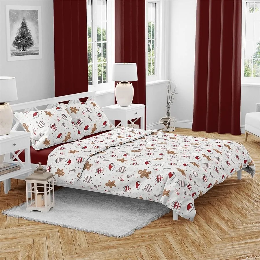 Lenjerie de pat din bumbac GINGER JOY albă Dimensiune lenjerie de pat: 70 x 90 cm | 140 x 200 cm