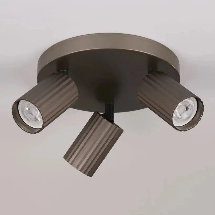Aplica cu 3 spoturi din aluminiu canelat Anna bronz