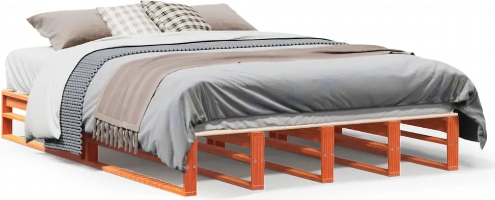 vidaXL Cadru pat fără saltea, maro ceruit, 120x190 cm, lemn masiv pin