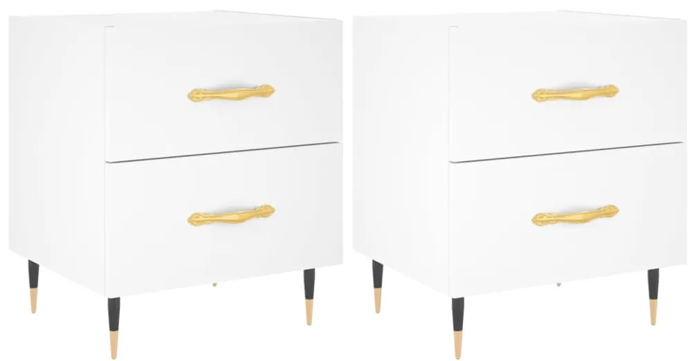 Noptiere, 2 buc., alb, 40x35x47,5 cm, lemn compozit