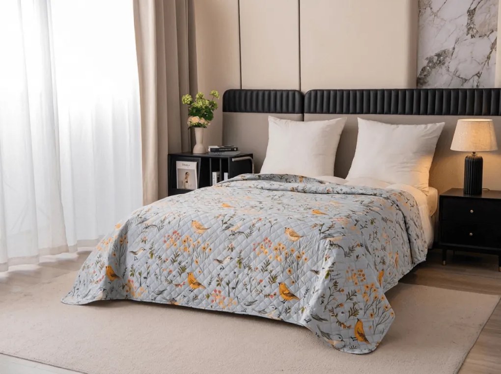 Cuvertura de pat SPRING BIRDS, colorata Dimensiune: 220 x 240 cm